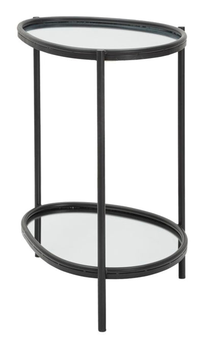 Tavolino basso da salotto in metallo 2 ripiani con specchio cm 53x36x58h