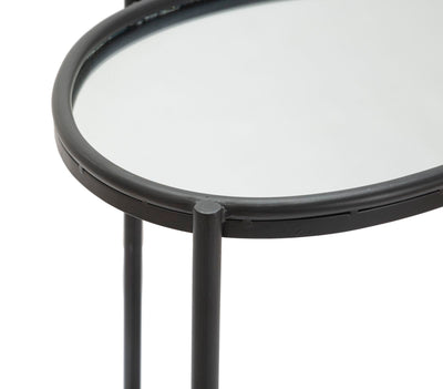 Tavolino basso da salotto in metallo 2 ripiani con specchio cm 53x36x58h