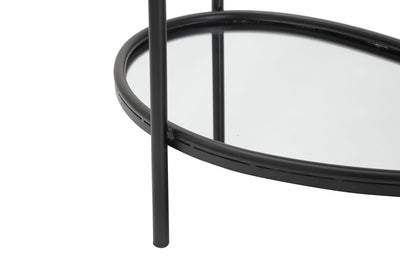 Tavolino basso da salotto in metallo 2 ripiani con specchio cm 53x36x58h
