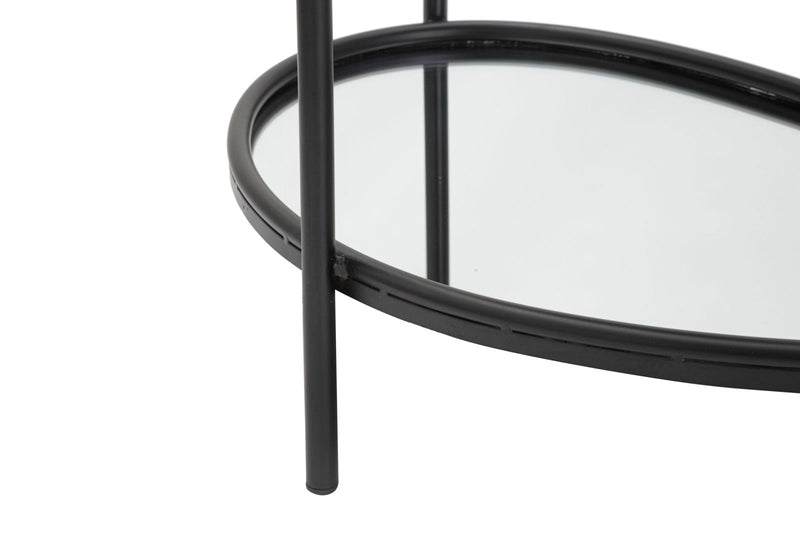 Tavolino basso da salotto in metallo 2 ripiani con specchio cm 53x36x58h