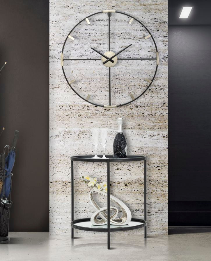 Tavolino basso da salotto in metallo 2 ripiani con specchio cm 53x36x58h