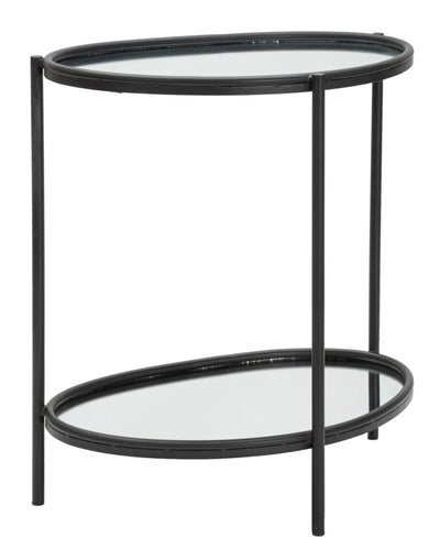 Tavolino basso da salotto in metallo 2 ripiani con specchio cm 53x36x58h