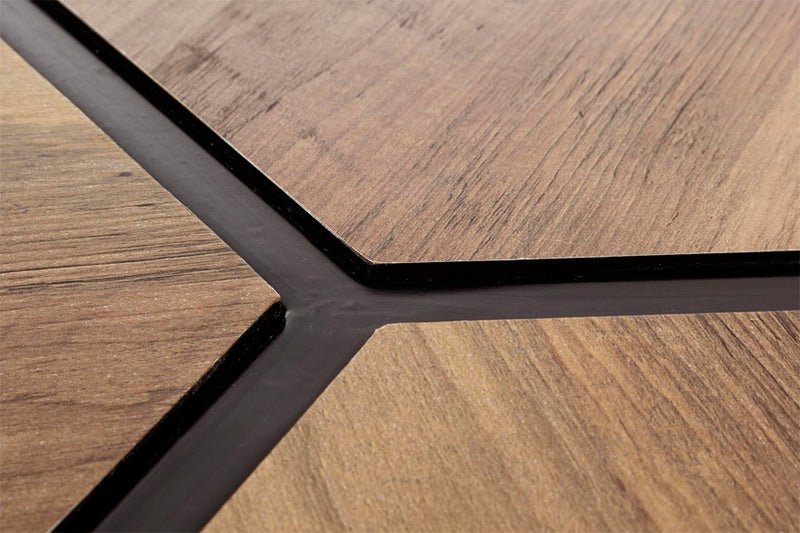 Tavolino da salotto design moderno piano in legno gambe in acciaio cm Ø 86x35h