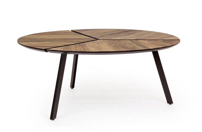 Tavolino da salotto design moderno piano in legno gambe in acciaio cm Ø 86x35h