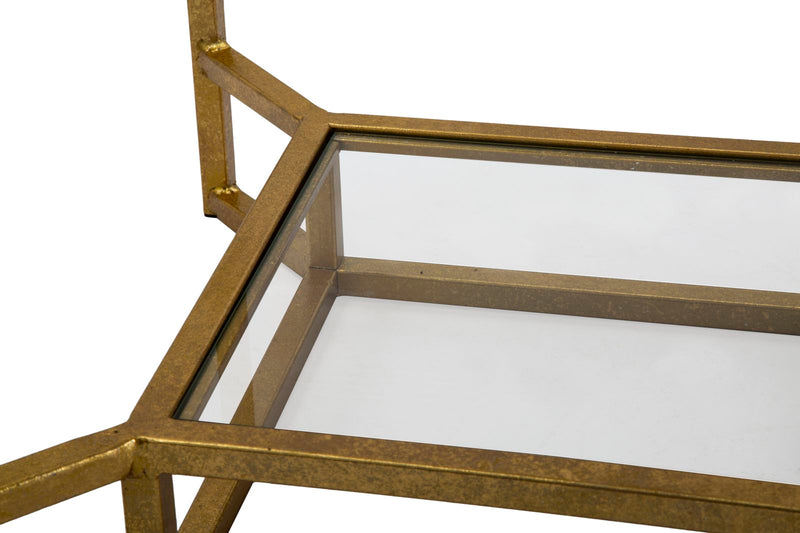 Tavolino da caffè struttura in metallo dorato piano effetto marmo cm 47x47x60h