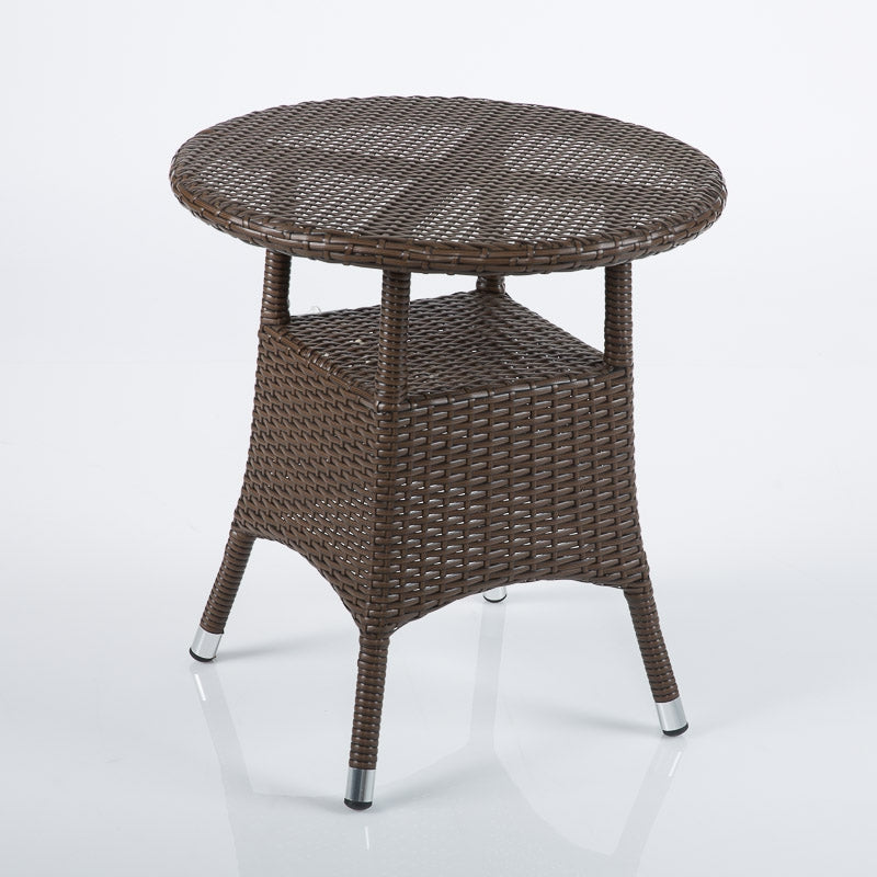 Tavolino da salotto tondo polyrattan da esterno colore marrone cm 55x55x60h