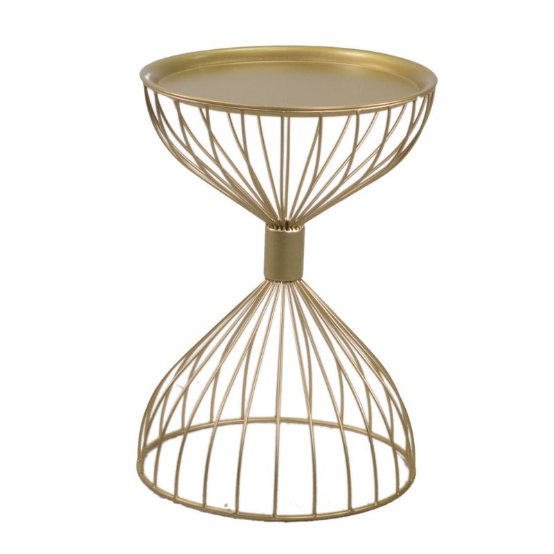 Tavolino tondo da salotto in metallo colore oro cm Ø 44x62h