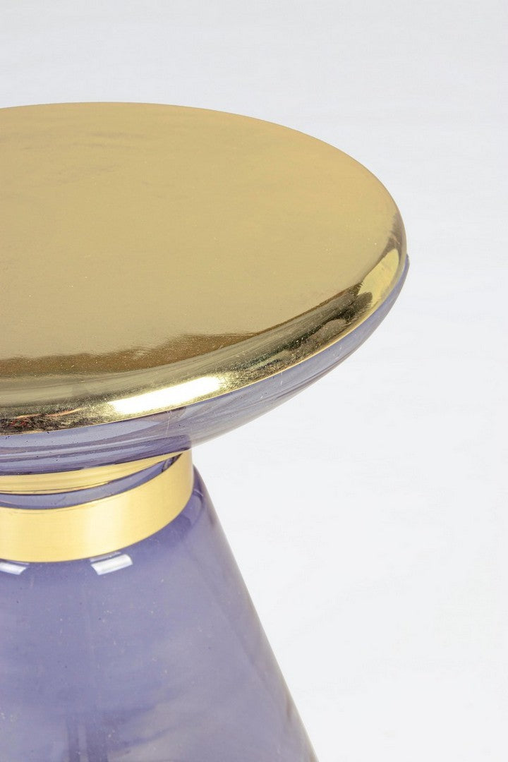 Tavolino basso moderno in vetro anello e piano acciaio placcato dorato cm Ø 36x46h - vari colori