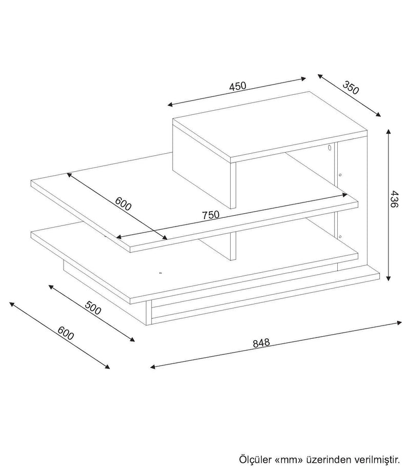 Tavolino in legno design da soggiorno bicolore moderno cm 85x60x44h