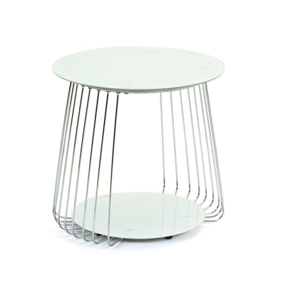 Hideo Mini - Tavolino basso da salotto piani in vetro struttura in metallo colore grigio cm Ø 50x50h