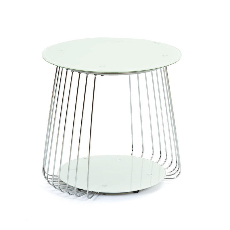 Hideo Mini - Tavolino basso da salotto piani in vetro struttura in metallo colore grigio cm Ø 50x50h