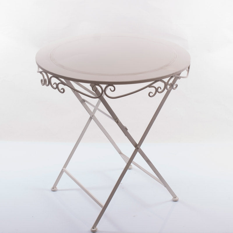 Tavolo rotondo pieghevole in ferro da giardino cm 70x70x76h
