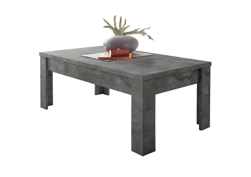 Idrial - Tavolino basso da salotto moderno in legno finitura ossido cm 122x65x45h