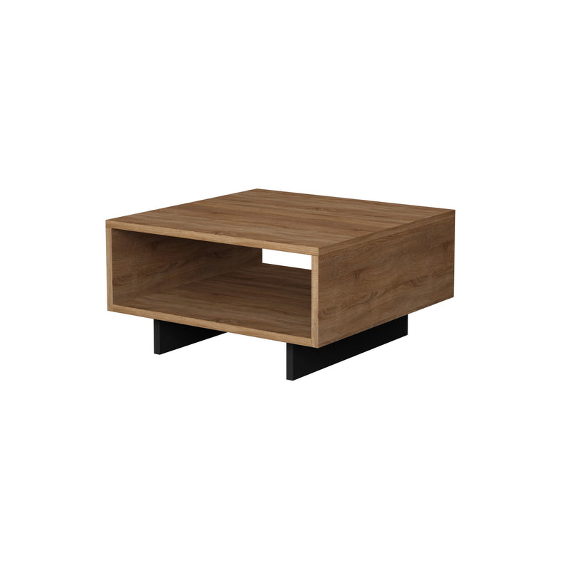 Tavolino da salotto moderno con vano a giorno bifacciale in legno cm 60x60x32h