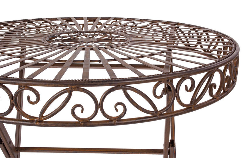 Tavolino pieghevole rotondo in metallo colore marrone cm Ø 70x75h