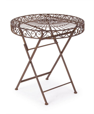 Tavolino pieghevole rotondo in metallo colore marrone cm Ø 70x75h