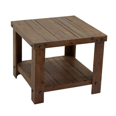 Tavolino da salotto quadrato basso con ripiano in legno scuro cm 60x60x50h