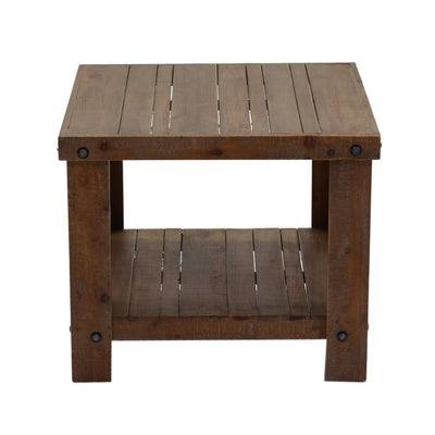 Tavolino da salotto quadrato basso con ripiano in legno scuro cm 60x60x50h