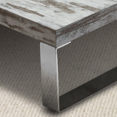 Tavolino quadrato basso in metallo cromato piano in legno cm 65x65x25h - vari colori