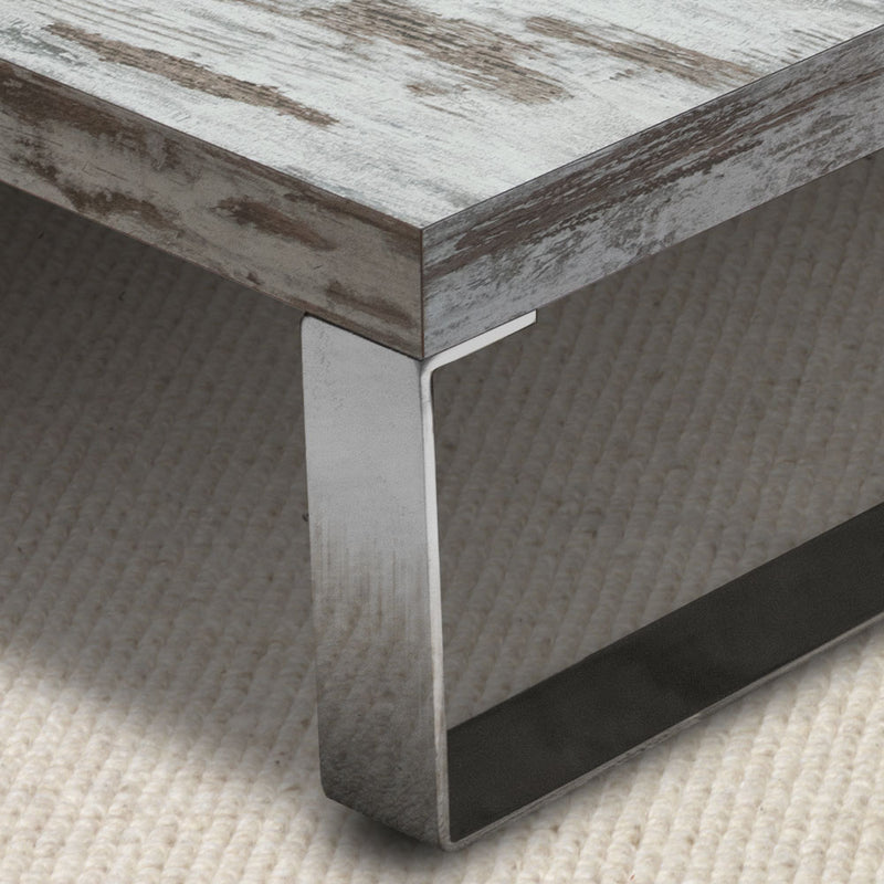 Tavolino quadrato basso in metallo cromato piano in legno cm 65x65x25h - vari colori