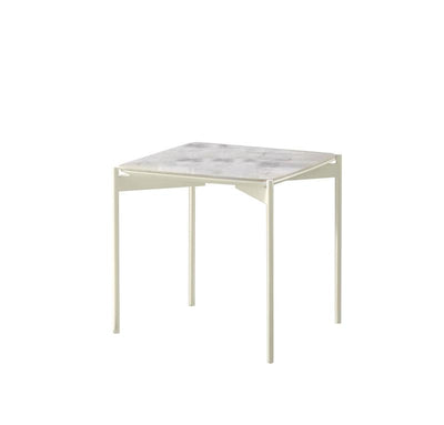 Tavolino quadrato da salotto con piano in ceramica finitura marmo calacatta cm 45x45x45h