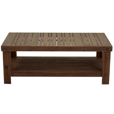 Tavolino basso rettangolare in legno scuro stile country cm 120x60x45h