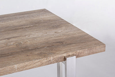 Tavolino basso da caffè base in acciaio inox piano in legno cm 110x60x44h
