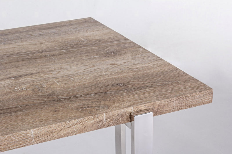 Tavolino basso da caffè base in acciaio inox piano in legno cm 110x60x44h
