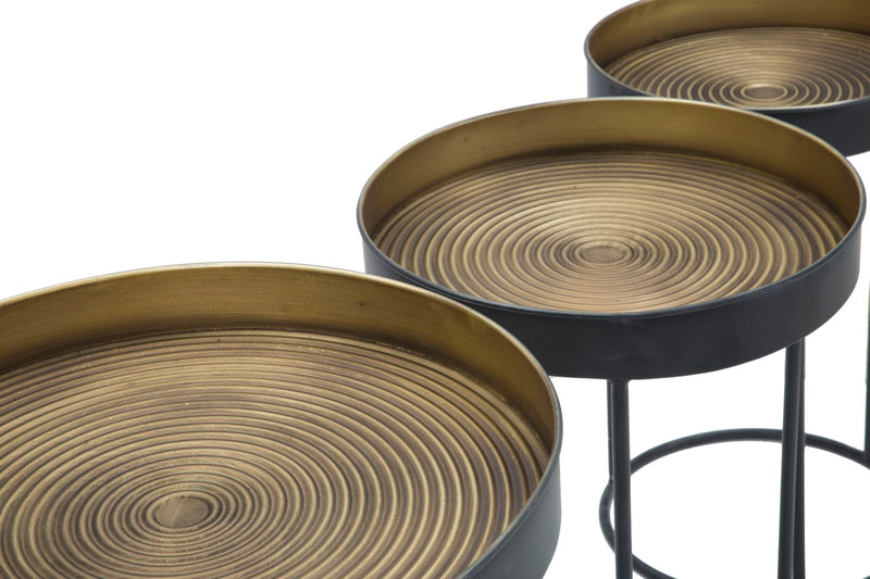Set da 3 tavolino da salotto in metallo tondi stile industriale