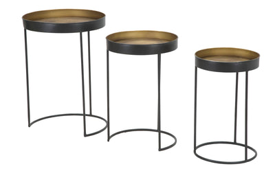 Set da 3 tavolino da salotto in metallo tondi stile industriale