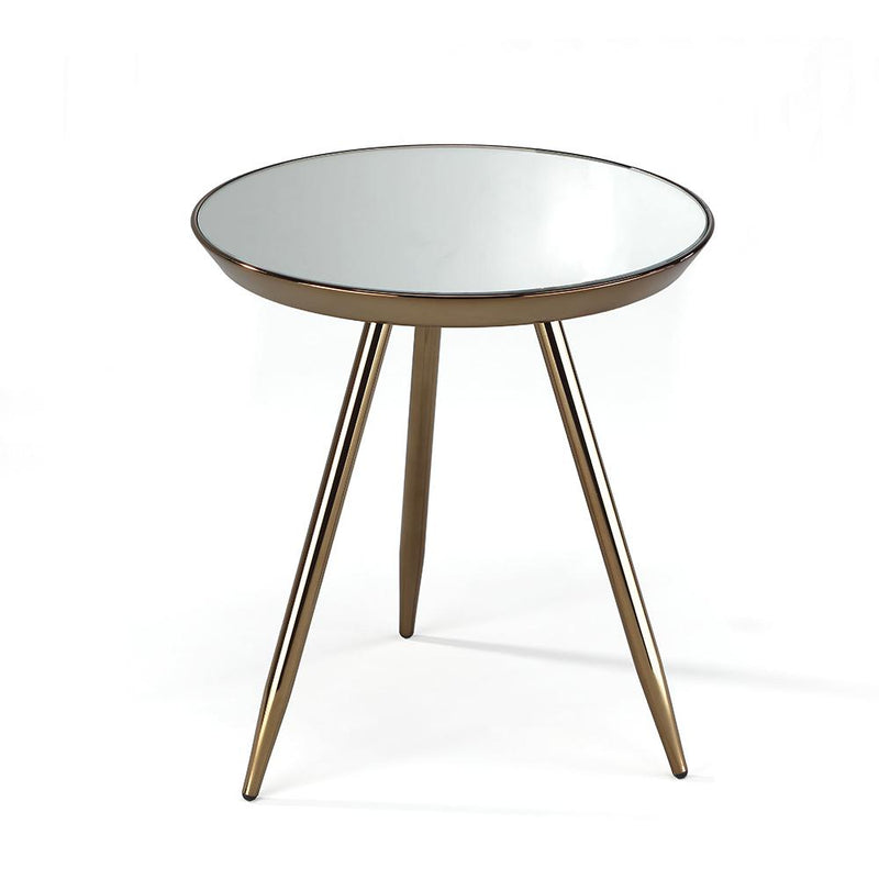 Tavolino basso moderno tondo in metallo cromato e piano con specchio cm Ø 41x46h - vari colori