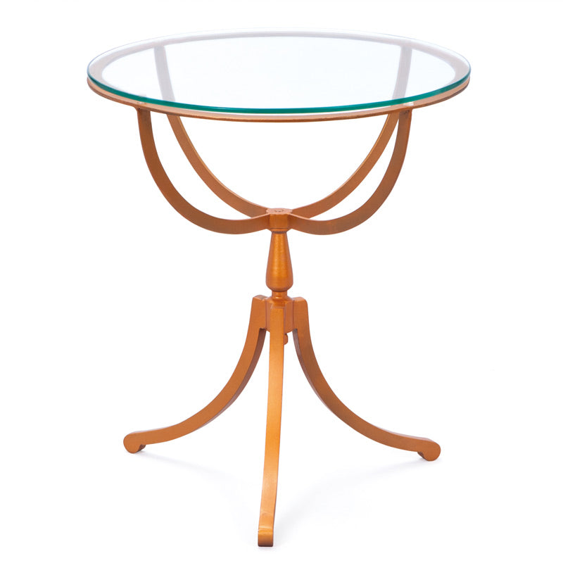 Liron - Tavolino tondo da salotto in metallo con piano in vetro cm 50x50x55h