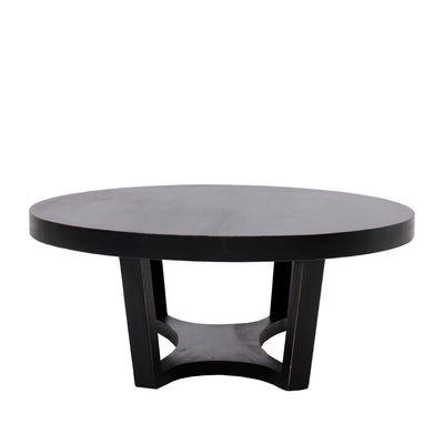Tavolino tondo basso in legno massello per salotto colore nero cm Ø 100x40h