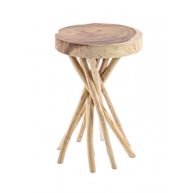 Tavolino tondo da salotto in legno di teak e mungur - varie misure