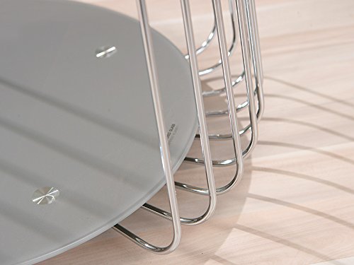 Hideo Mini - Tavolino basso da salotto piani in vetro struttura in metallo colore grigio cm Ø 50x50h