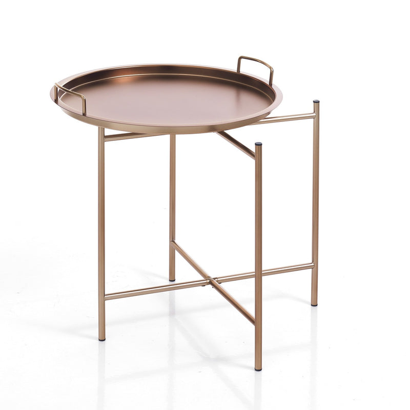 Tavolino da soggiorno moderno in metallo color rame cm Ø 45x49h