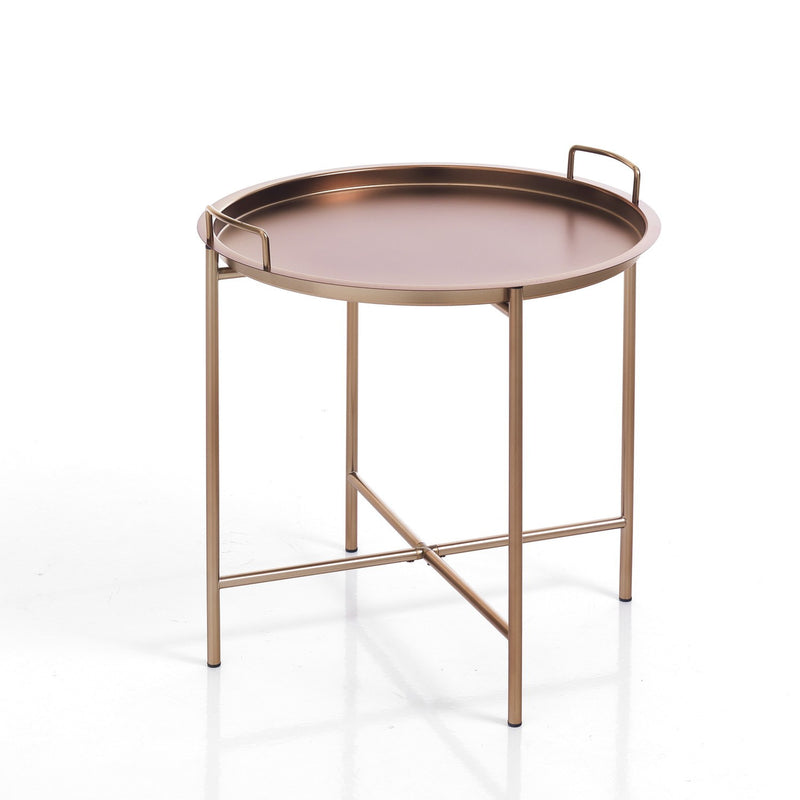 Tavolino da soggiorno moderno in metallo color rame cm Ø 45x49h