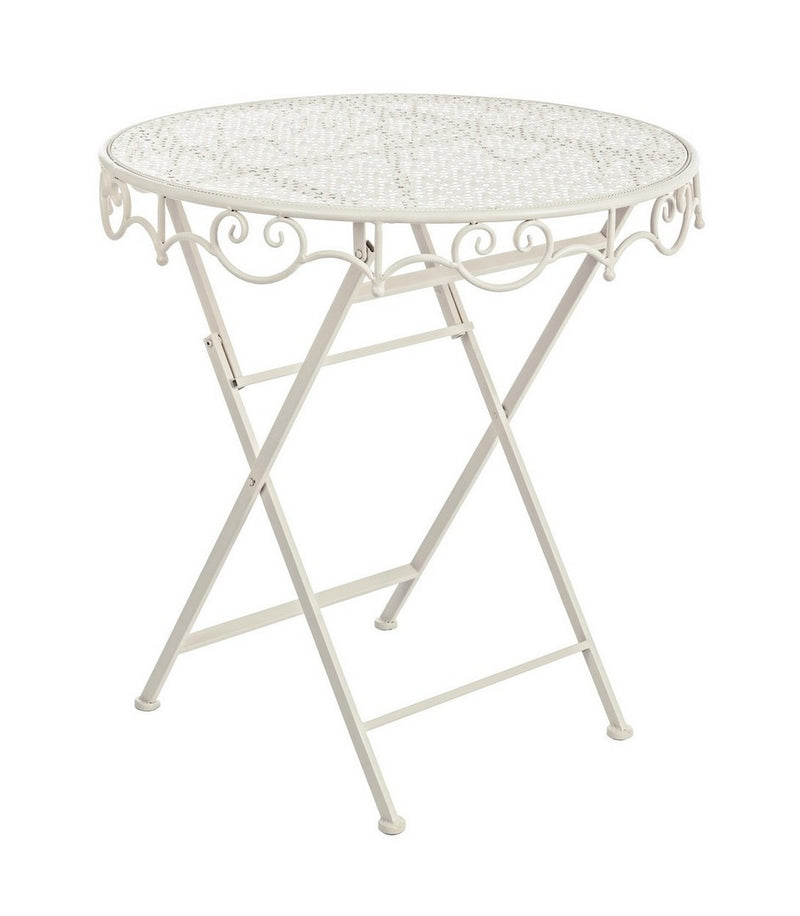 Tavolino da giardino tondo pieghevole in metallo colore crema cm Ø 70x74h