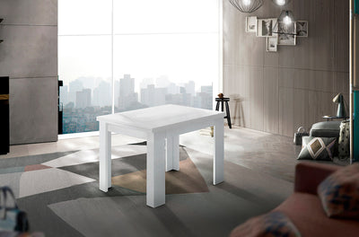 tavolo da cucina in legno colore bianco lucido