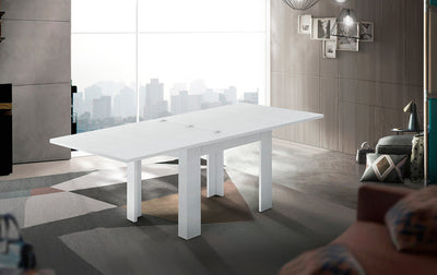 tavolo allungabile a libro in legno colore bianco lucido