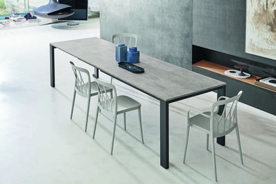 tavolo da pranzo allungabile struttura m310 antracite piano l054 Melaminico materico cemento naturale