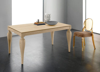 tavolo-allungabile-classico-da-pranzo-struttura frassino tinto quercia piano laminato quercia