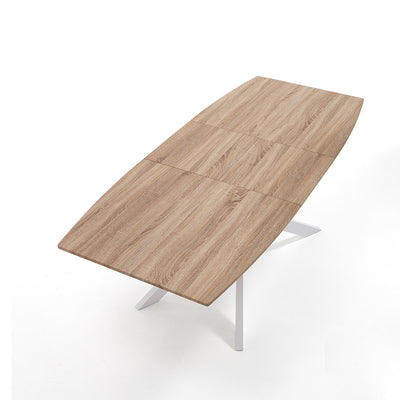 tavolo allungabile gambe in metallo bianco piano rovere