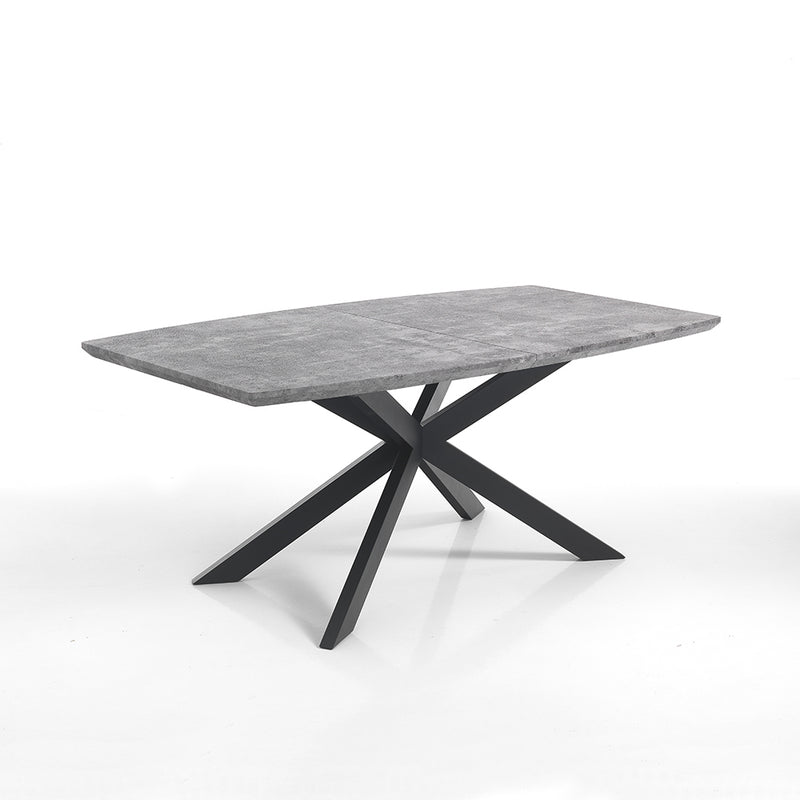 tavolo allungabile gambe in metallo nero piano cemento