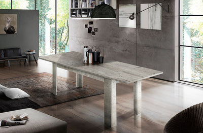 tavolo allungabile moderno in legno colore bianco cemento