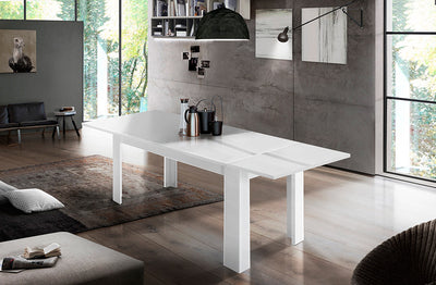 tavolo allungabile moderno in legno colore bianco lucido