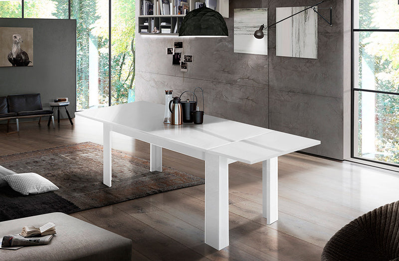 tavolo allungabile moderno in legno colore bianco lucido
