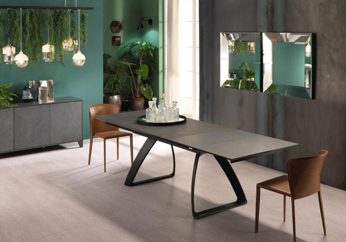 tavolo allungabile in metallo piano in legno