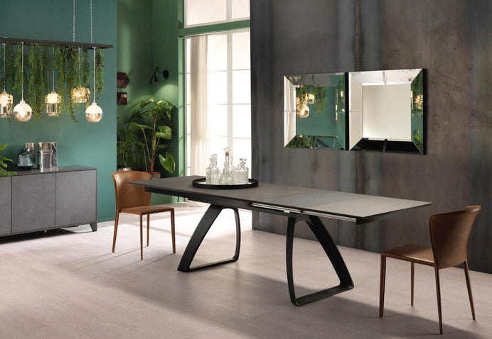 tavolo allungabile in metallo piano in legno