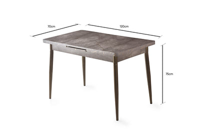 Tavolo allungabile moderno con ripiano effetto pietra cm 120/150x70x75h- vari colori